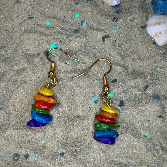 Colorful Crystal Pride Earrings - Picture 1 of 4